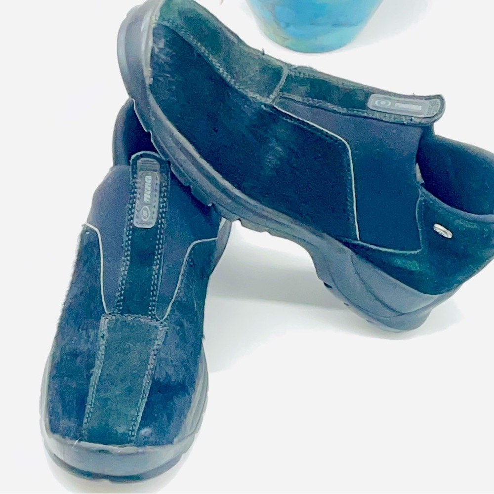 Tecnica VTG  Goat Hair Snow Boots Black Fur Leather Suede 8.5 Moccasins Pull-On